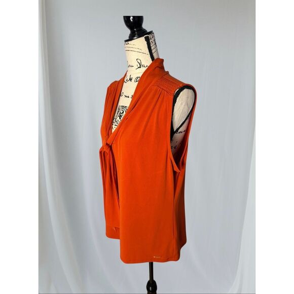 NWOT Calvin Klein Women's Size XL Burnt Orange Neck Wrap Sleeveless Blouse Top - Picture 3 of 10